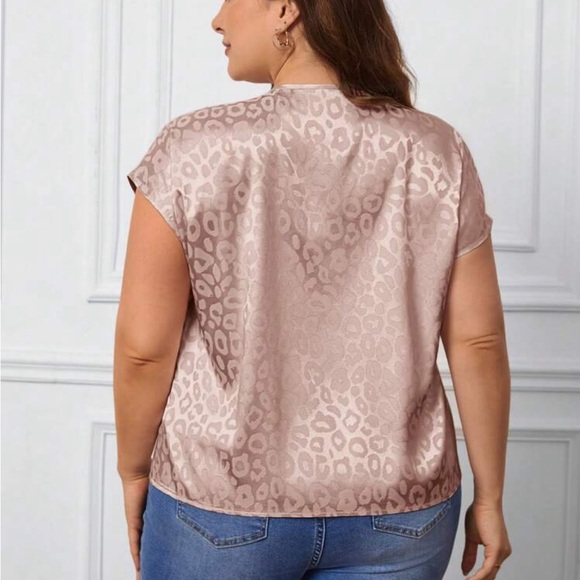 Luxe Plus Size Satin Leopard Print Work Office Top Blouse Shirt - Picture 14 of 16